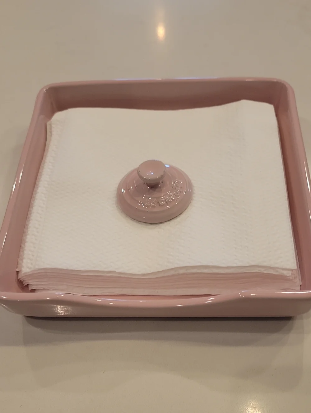 Le Creuset Rare & Retired Chiffon Pink Napkin Holder With Weight